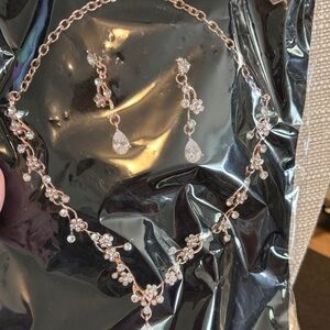 Isaac Mizrahi Rose Gold Floral Necklace Set